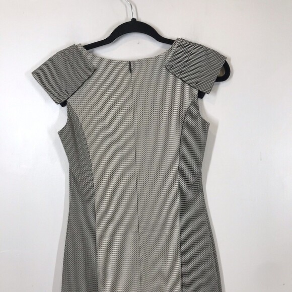 Veronika Maine Womens Black & White Size 6 Knee Length Short Sleeve Sheath Dress - Picture 5 of 14